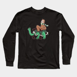 Funny Sloth Riding a Tortoise Turtle Long Sleeve T-Shirt